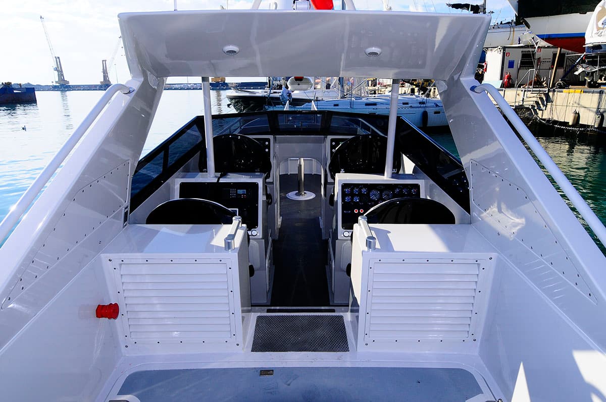 Helm station seen from aft