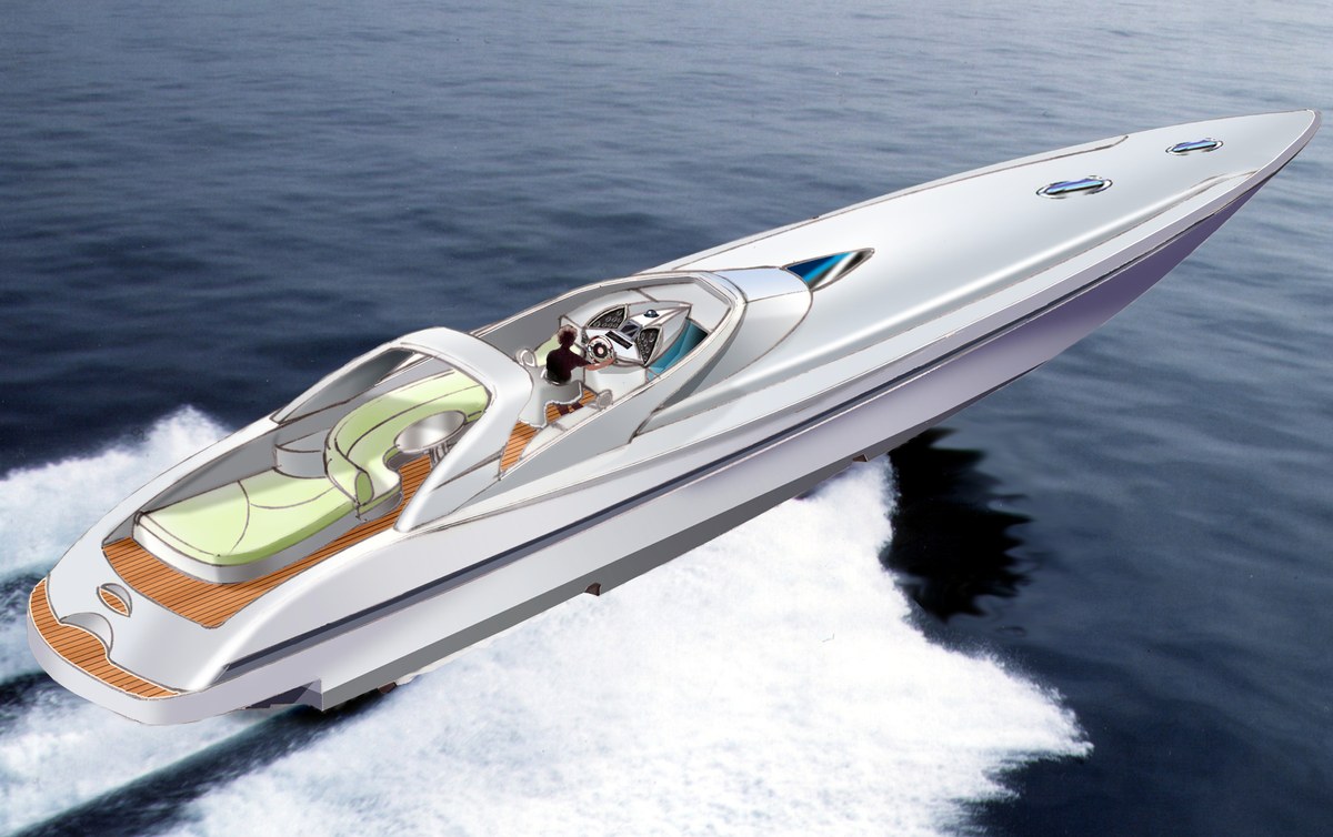 Power 65 underway, rendering from above